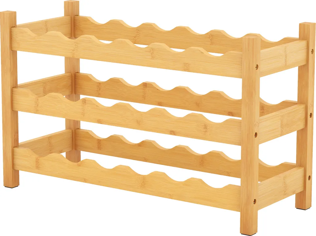 Étagère de rangement vin pour cuisine et salon - 18 bouteilles en bois