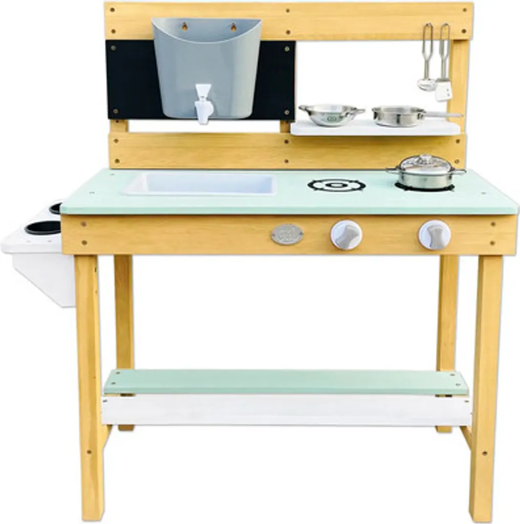 Cuisine Jouet Multifonctionnelle en Bois AXI Puck 88 cm avec 6 Accessoires