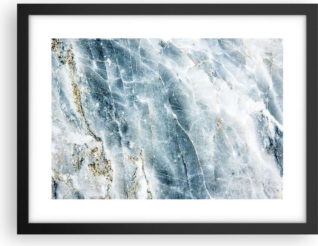 Gerahmtes Poster - Schwarzer Rahmen - Nachahmung Stein Marmor - 40x30 cm - Wand Bild - Wanddeko - Wandbilder - Kunstposter - Wandposter - Bilderrah...