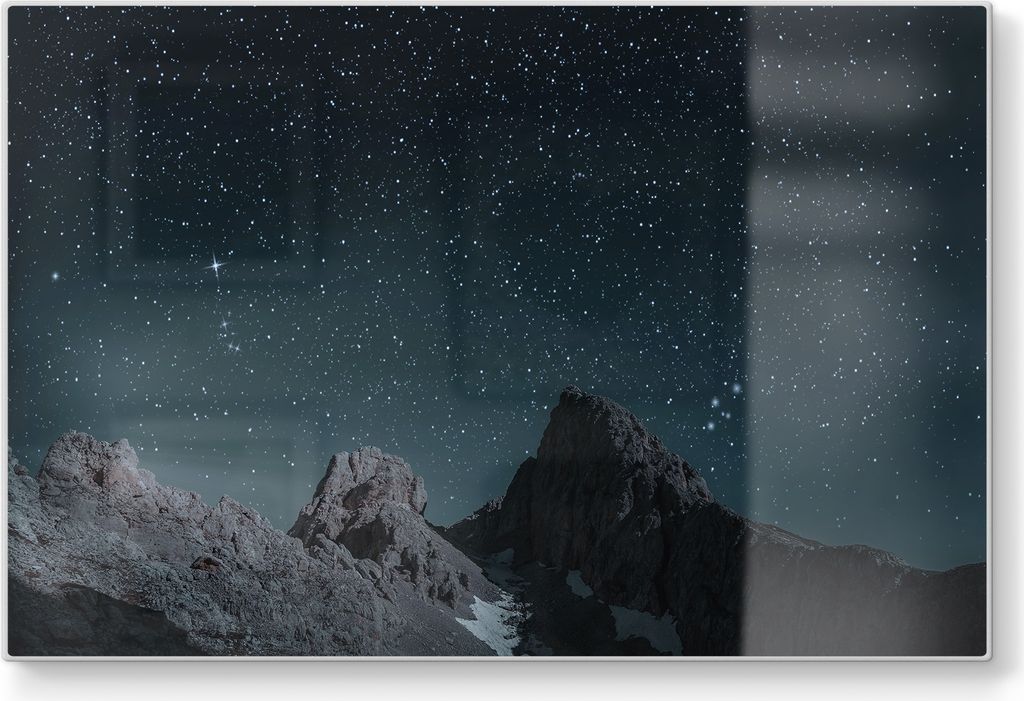 DEQORI Schneidebrett Glas 30x20 cm 'Sternenklare Berge' Schneideplatte Servierplatte groß