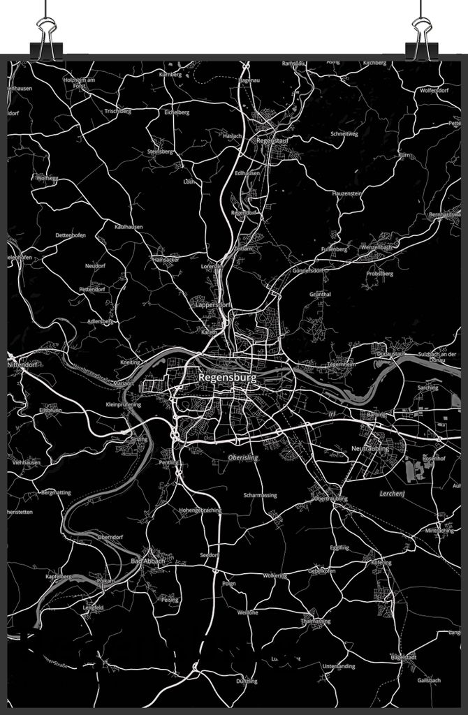 Mr. & Mrs. Panda Bild Regensburg DIN A3 - Geschenk, Wanddekoration, drucke, Plakat, Stadt, wanddeko, Wandbild, Dorf Karte Landkarte Map Stadtplan