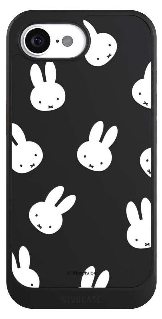 NIVOCASE Hülle für Apple iPhone 16e Handyhülle NIVOcore Case Schwarz Muster transparent Miffy