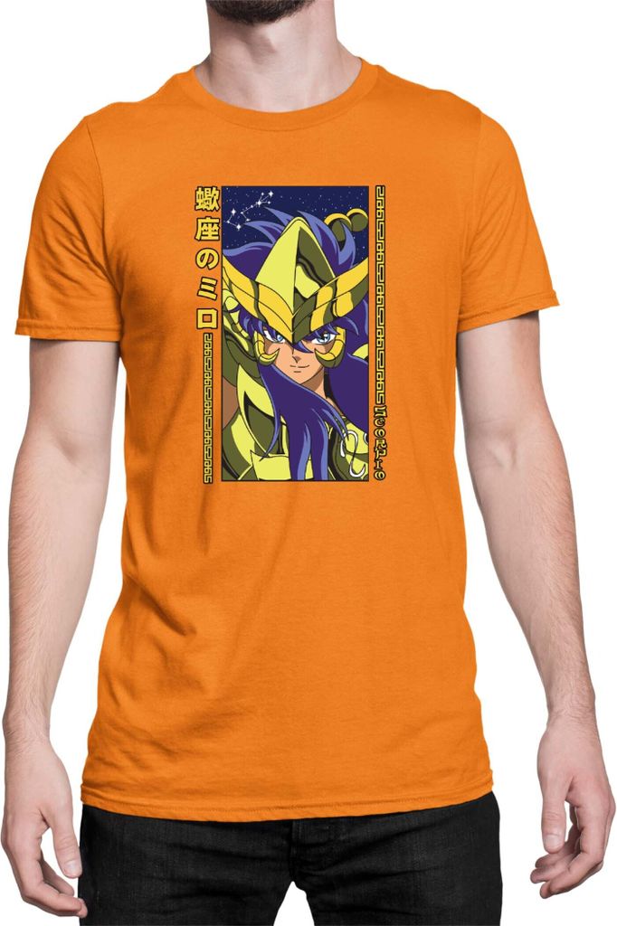 Herren T-Shirt Japan Anime Manga Saint Anime Seiya Scorpio Scorpio, Man S / Orange