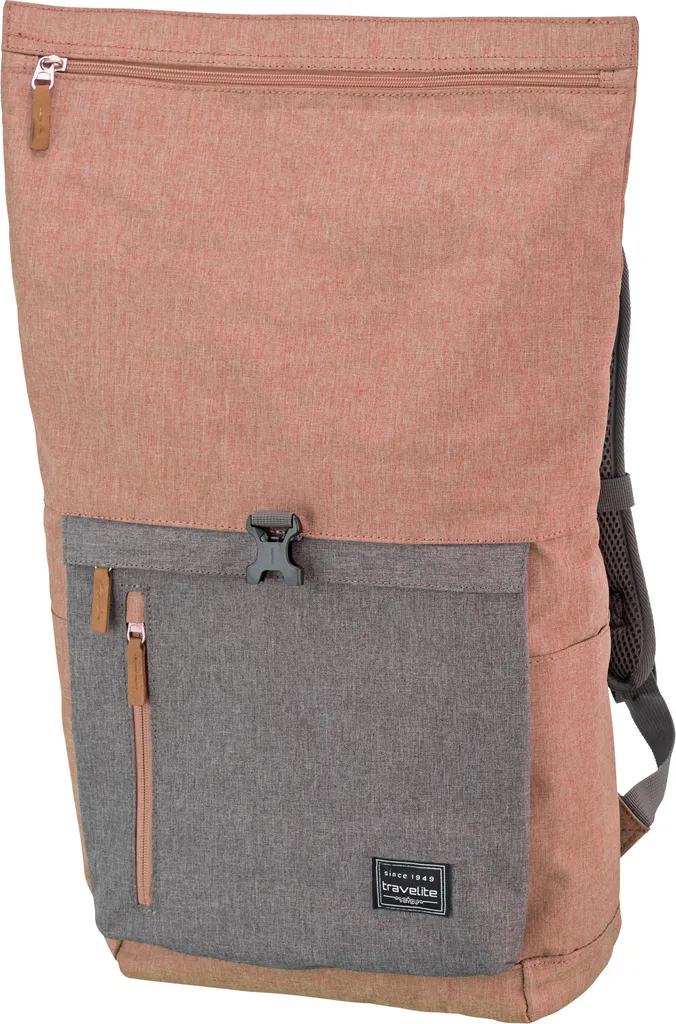 Grand sac à dos 35L Travelite City Basics Roll-up Rose pour PC 15.6''