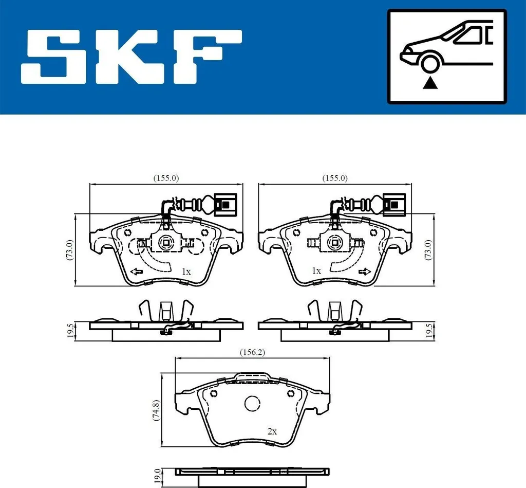 Jeu de plaquettes de frein avant pour VW Transporter 5 - Qualité SKF