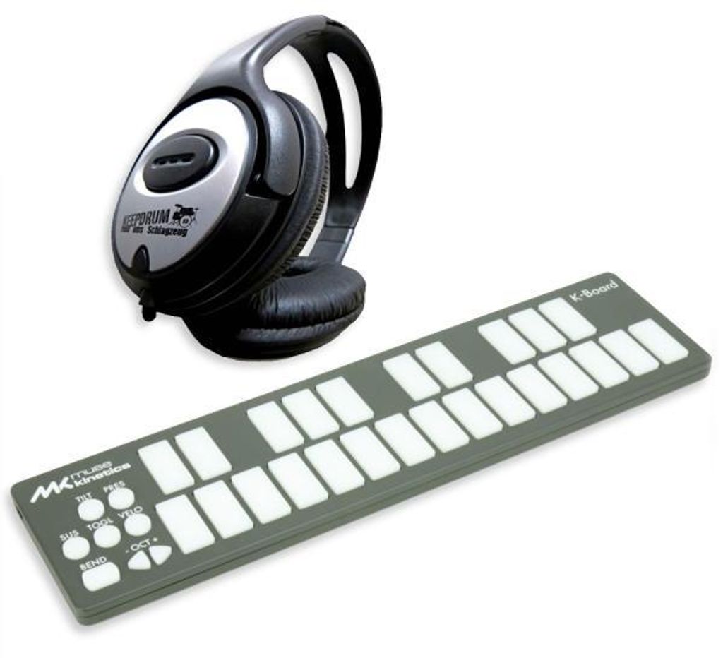 Muse Kinetics MIDI-Controller K-Board Galaxy mit Kopfhörer