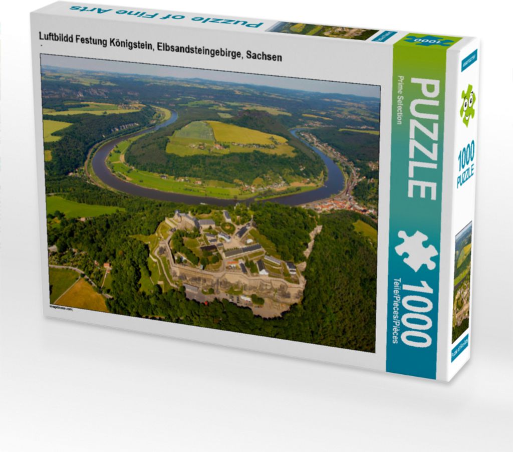 CALVENDO Puzzle Luftbildd Festung Königstein, Elbsandsteingebirge, Sachsen | 1000 Teile Lege-Größe 64x48cm Foto-Puzzle für glückliche Stunden