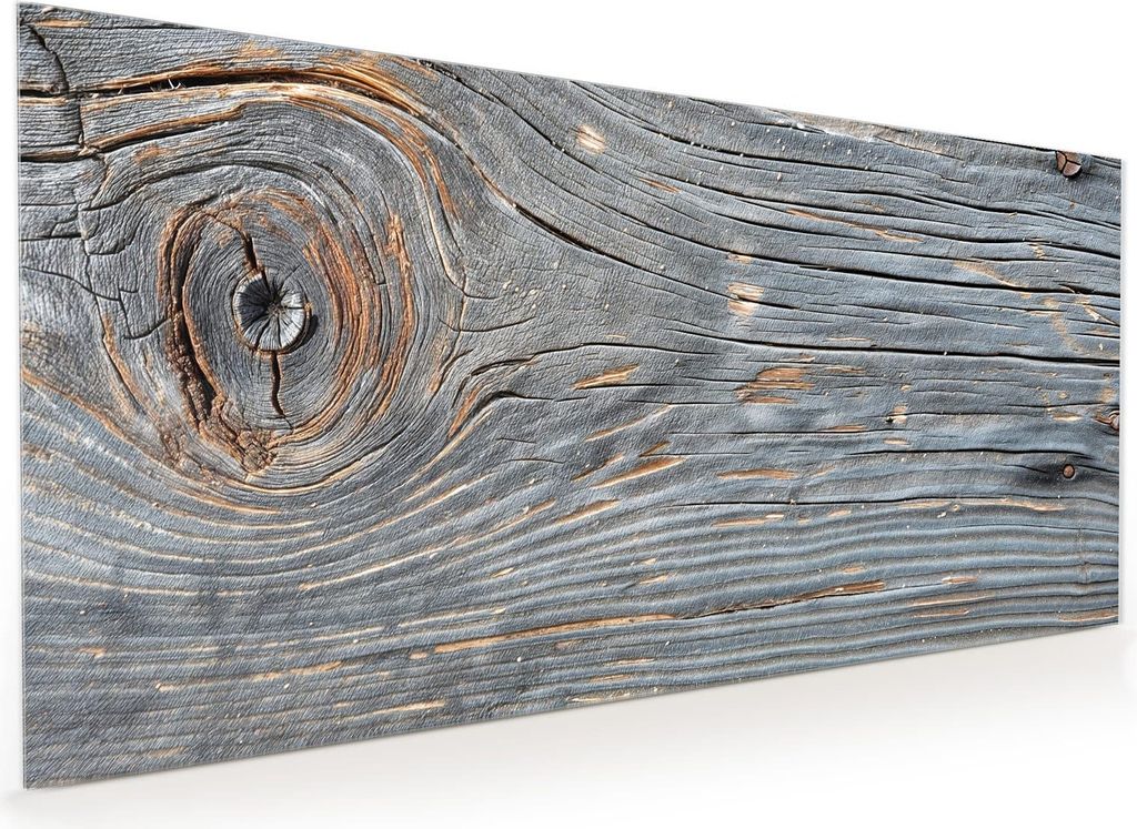 Küchenrückwand Spritzschutz Glas mit Motiv Holzstruktur Vintage 40 x 40 cm