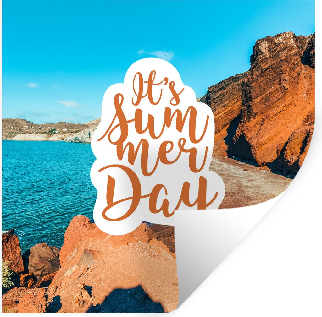 MuchoWow Wandtattoo Wandsticker Wandaufkleber Strand - Meer - Zitate 50x50 cm Selbstklebend und Repositionierbar - Selbstklebend - Fototapeten