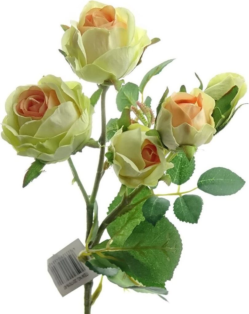 GASPER Polyanta-Rose Creme & Grün & Apricot 39 cm - Kunstblumen