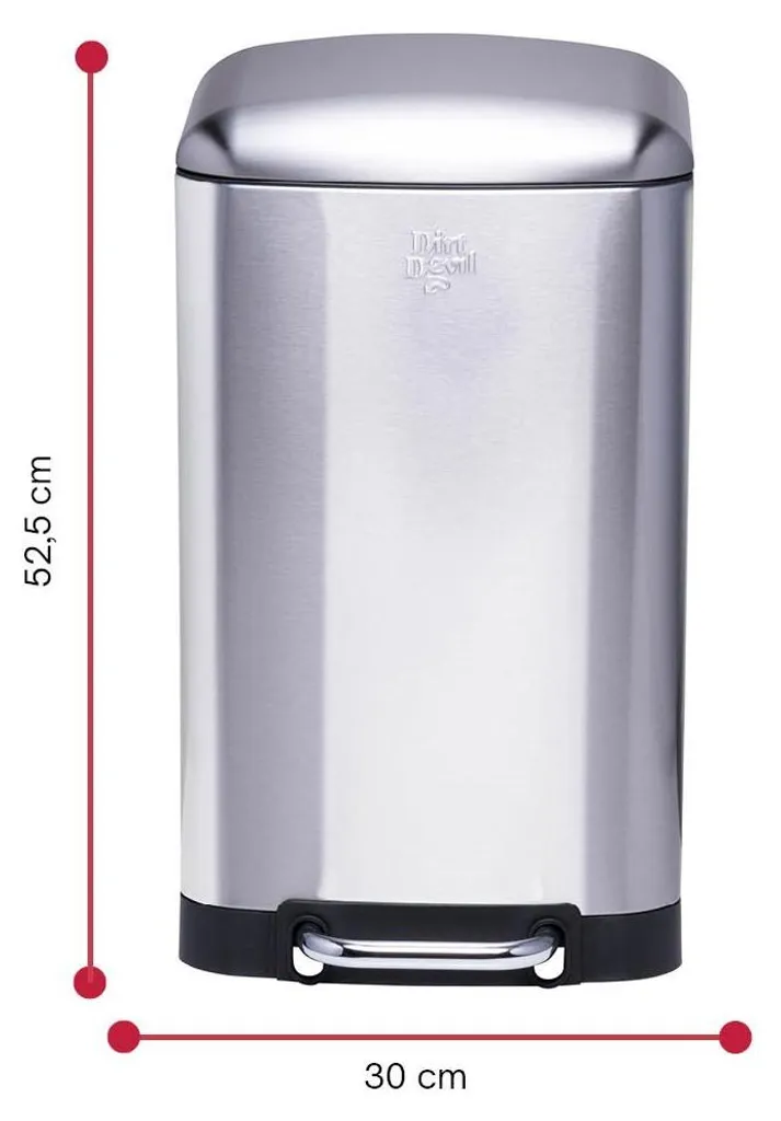 Dirt Devil Poubelle à pédale 20L en acier inoxydable argenté durable