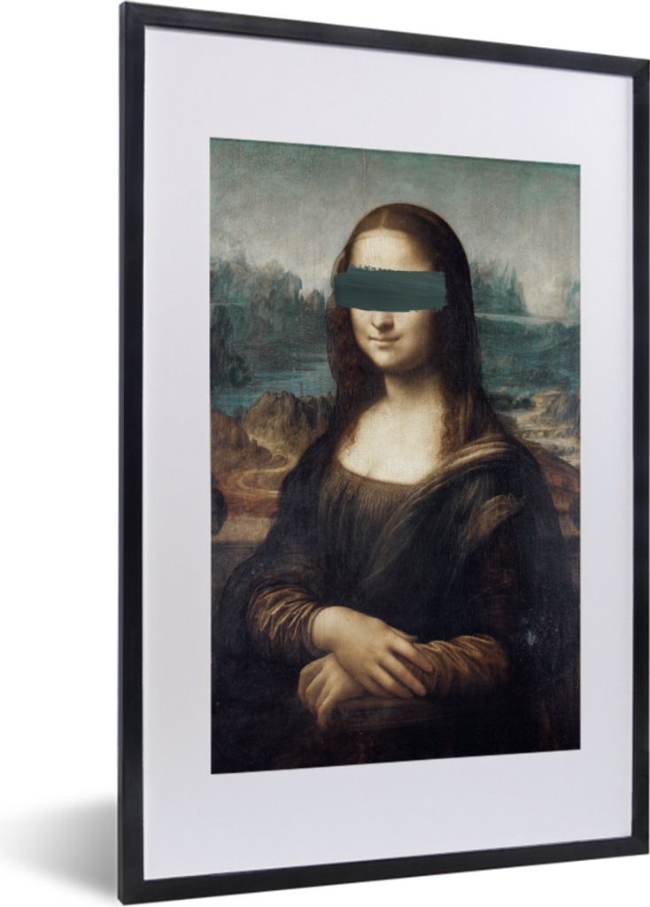 MuchoWow MuchoWow Gerahmtes Poster Mona Lisa - Leonardo da Vinci - Grün 40x60 cm - Poster mit zchwarzem Bilderrahmen - Poster in Rahmen