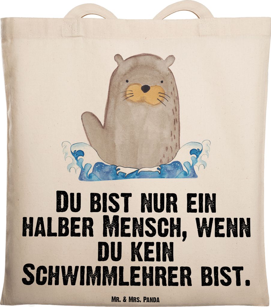Mr. & Mrs. Panda Einkaufstasche Schwimmlehrer Herz - Transparent - Geschenk, Schwimmbad, Spruch, Schwimmkurs, Lustig, Jutebeutel, Tasche, Beruf, Tr...