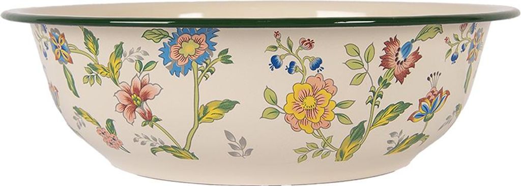Clayre & Eef Dekoration Schale Ø 30x9 cm Beige Metall Blumen
