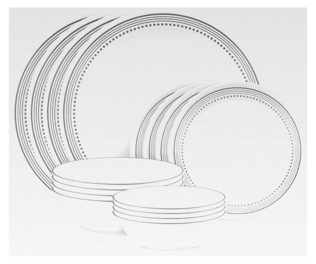 Mystic Gray Geschirr-Set, 16-teilig für 4 Personen