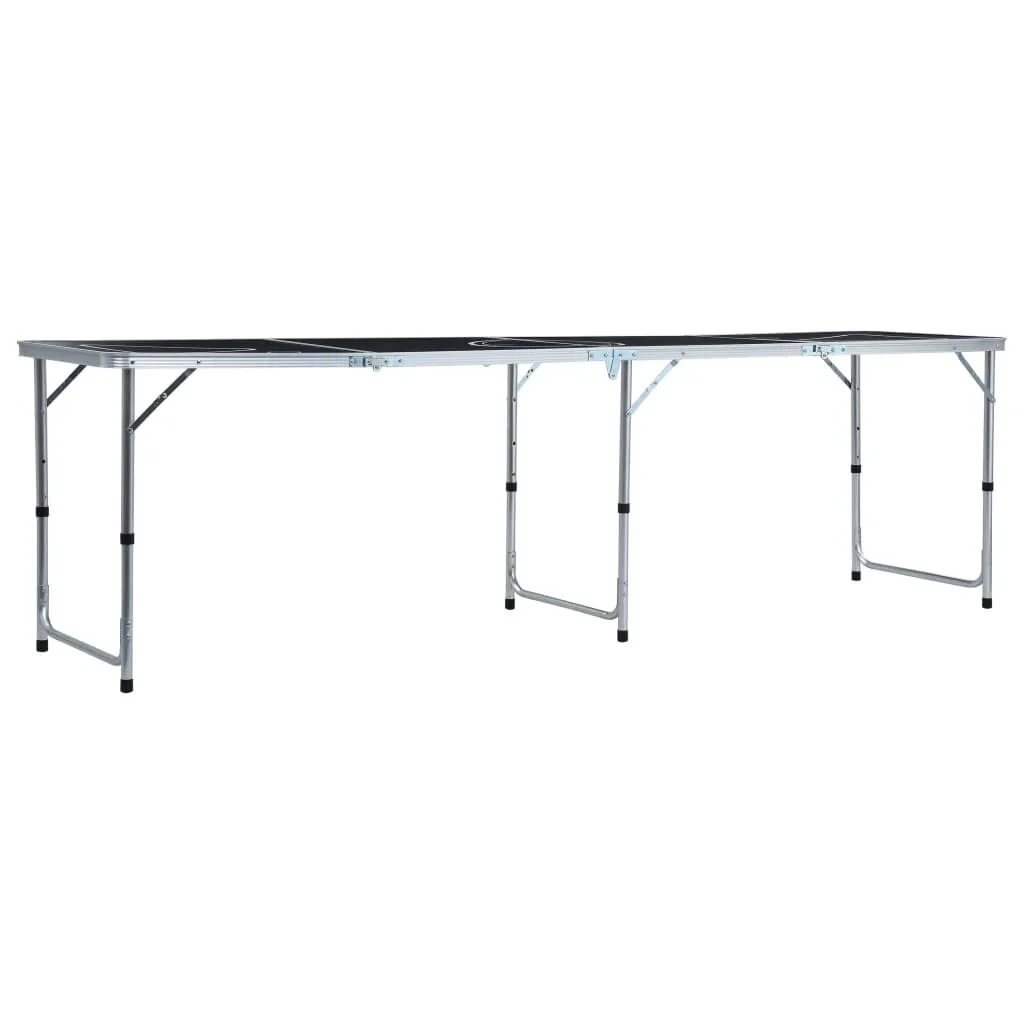 vidaXL Table de Beer Pong Pliante 240 cm Noire pour Soirée Festive
