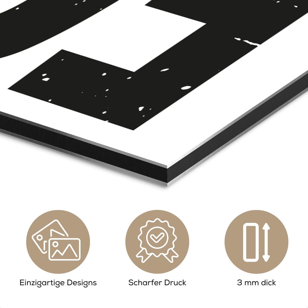 MuchoWow Wanddekoration Metall Metallbild Wandkunst 80x120 cm Lebensmittel - Schwarz - Weiß - Dekoration MuchoWow Aluminium Gemälde - Bilder