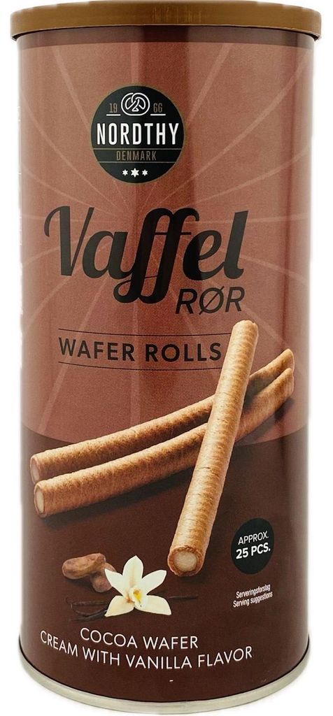 Kakao Waffelröllchen mit Vanillegeschmack Nordthy Denmark Produktbild 