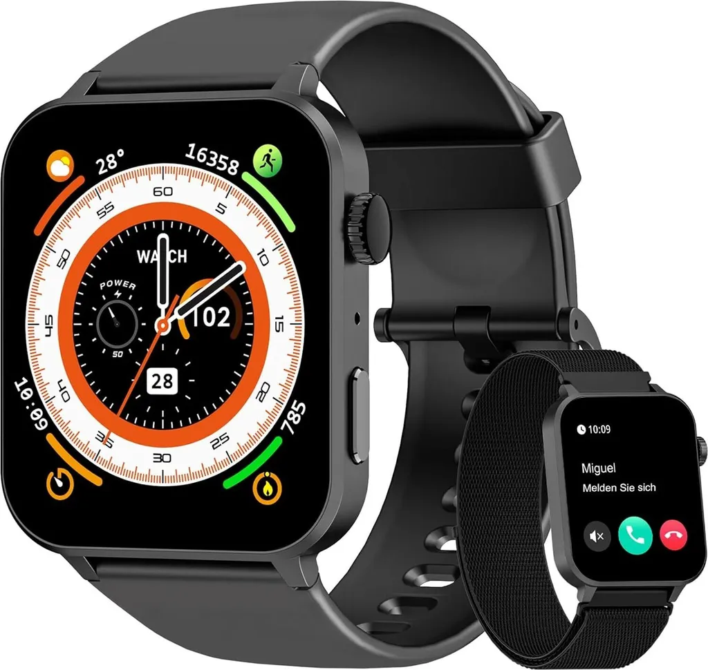 Smartwatch uomini donne, 1,85'' orologio fitness con fare e rispondere alle chiamate, orologio sportivo, 100 + modalità sportive, pedometro sonno monitor frequenza cardiaca