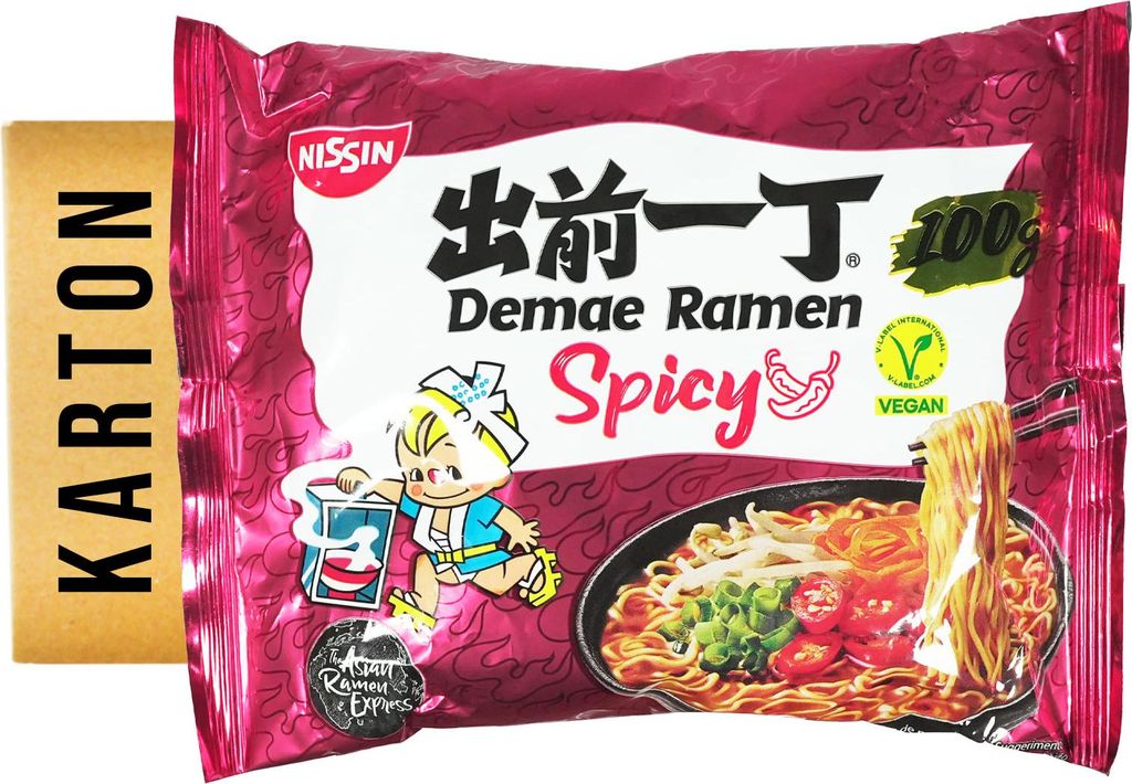 Nissin Demae Ramen Nudelsuppe scharf 30x100g Produktbild 