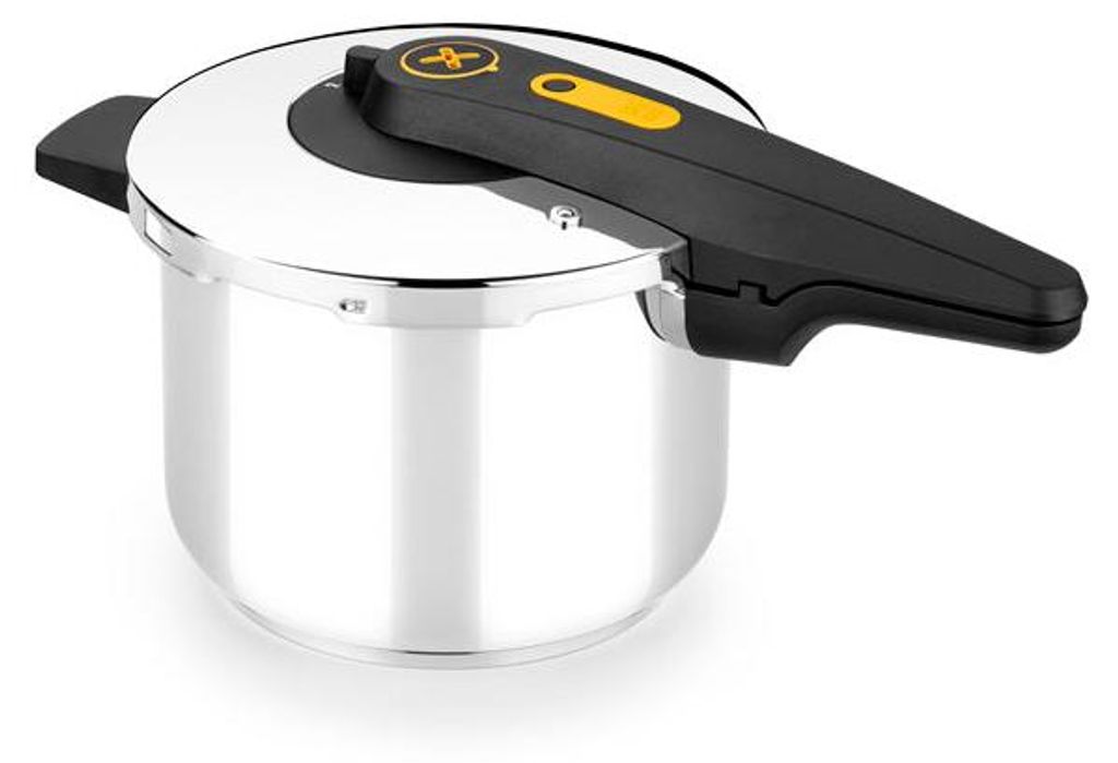 BRA Excellent | 9-Liter-Schnellkochtopf mit einfachem Öffnen, aus Edelstahl 18/10, mit 2 Kochprogrammen und Öffnungssperrsystem, geeignet für al...