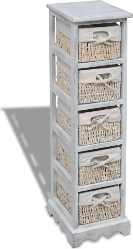 Étagère à 5 paniers en bois blanc pour stopper le désordre mural
