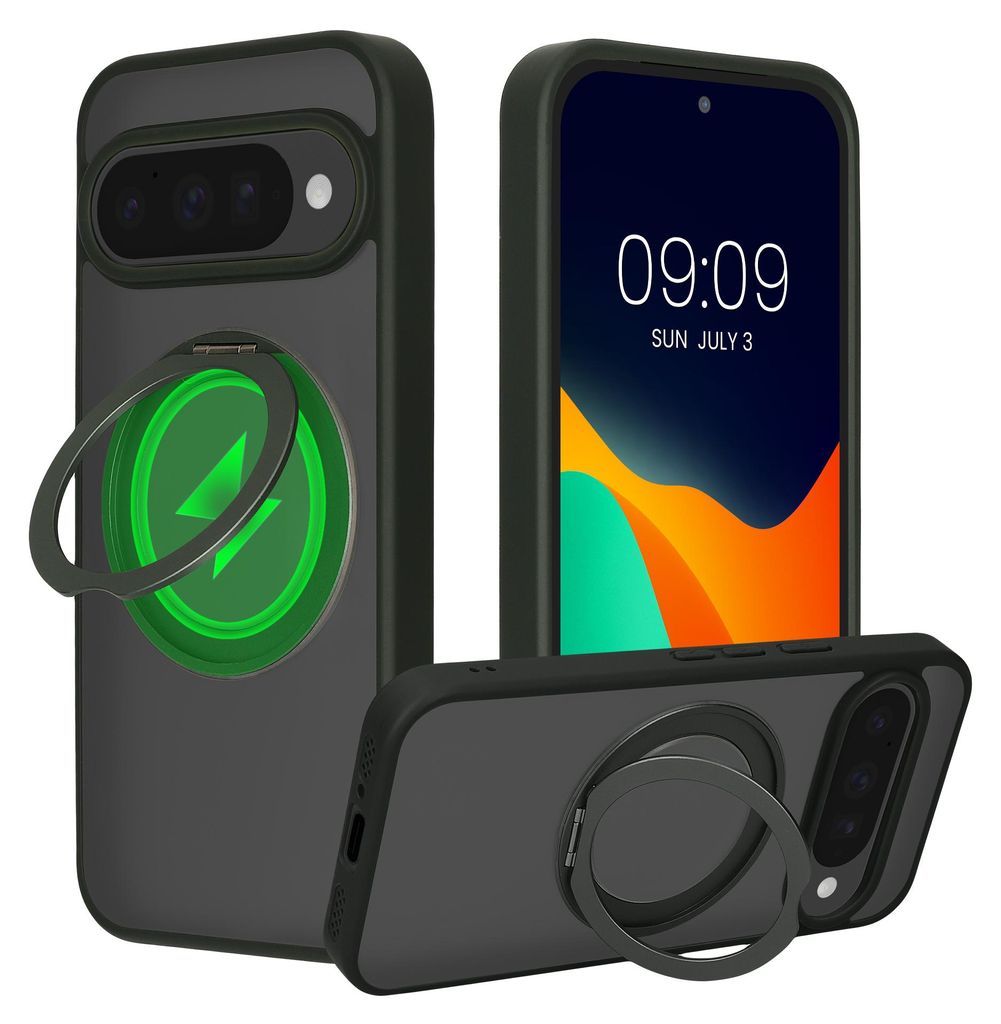 kalibri Schutzhülle mit Standringhalter kompatibel mit Google Pixel 10 / Pixel 10 Pro Hülle - Kickstand 360° Ring Hardcase kompatibel mit MagSafe -