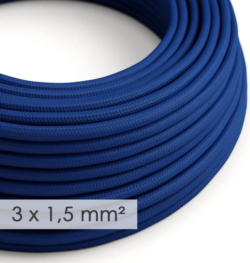 Câble textile bleu 10m pour remplacer fil électrique de lampe inesthétique