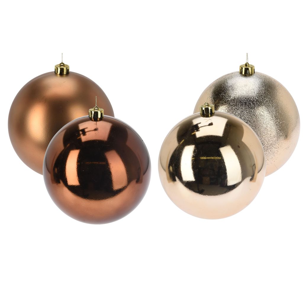 4 x Weihnachtskugeln aus Kunststoff Ø 18 cm - bruchfest - Christbaumkugeln für Außen - Weihnachtsbaumkugeln wetterfest - Baumkugeln Kunststoff