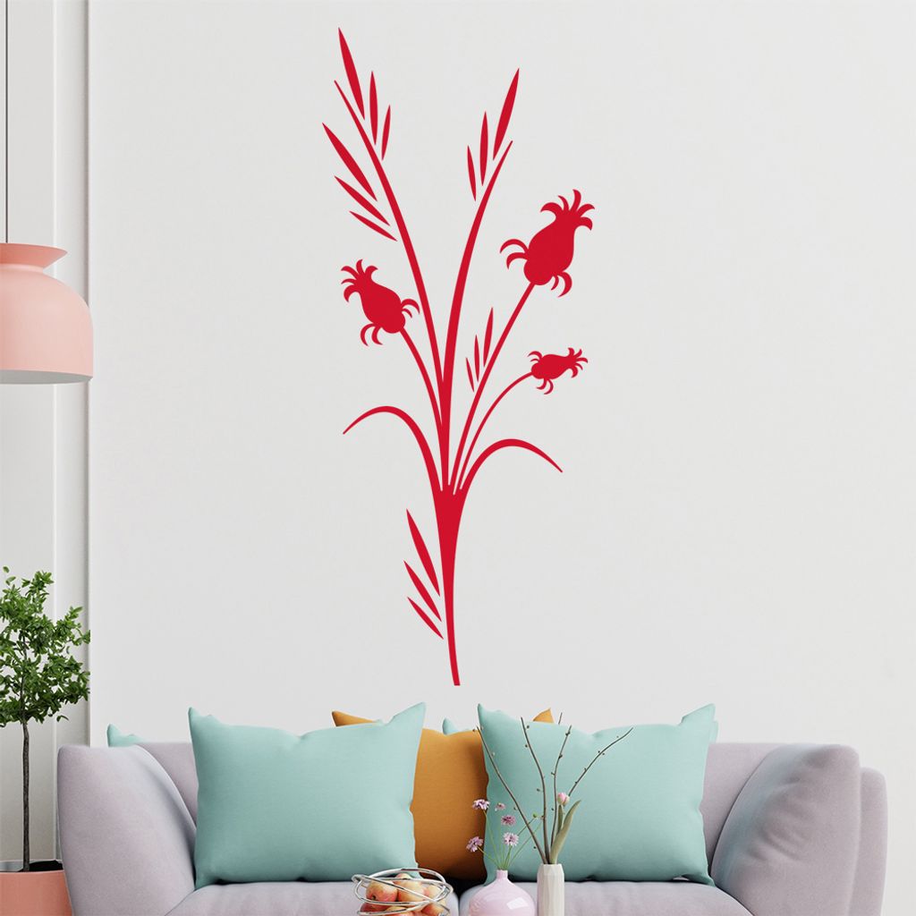 Blätter - Blüten - Pflanze Wandtattoo in 6 Größen - Wandaufkleber Wall Sticker - Dekoration, Küche, Wohnzimmer, Schlafzimmer, Badezimmer