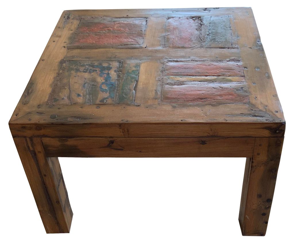 Couchtisch JENS - Teak Braun 45x70x70cm | Kaffeetisch Sofatisch Wohnzimmertisch