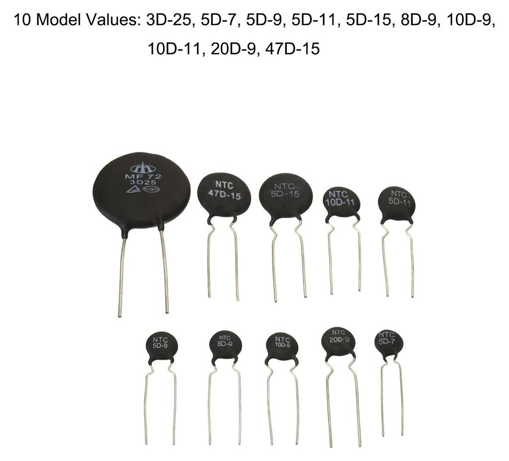 NTC-Thermistoren Widerst?nde 3950 10 Werte 81 Stk Einschaltstrombegrenzer Temperatursensor-Sortiment Satz (3D-25 5D-7 5D-9 5D-11 5D-15 8D-9 10D-9 1...