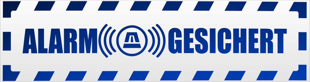 Kiwistar Alarm gesichert gestreift Magnetschild Schild magnetisch - 45cm Blau - reflektierend - Magnetfolie für Auto PKW Kfz