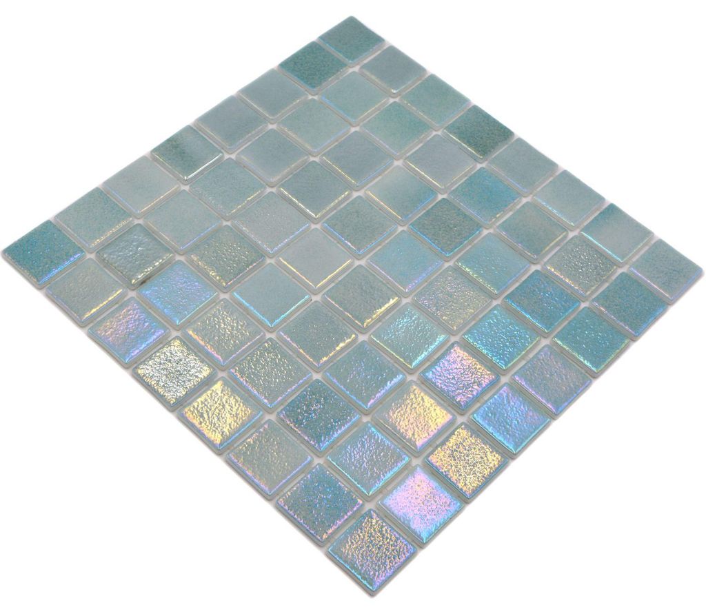 Schwimmbadmosaik Poolmosaik Glasmosaik Pastell grün irisierend mehrfarbig glänzend Wand Boden Küche Bad Dusche MOS220-P55383