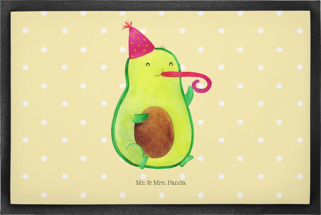 Mr. & Mrs. Panda fußmatte Avocado Party Zeit 50 x 75 cm - Gelb Pastell - Geschenk, bodenmatte, Schmutzfangteppich, Geburtstag, Schmutzmatte, Happy...