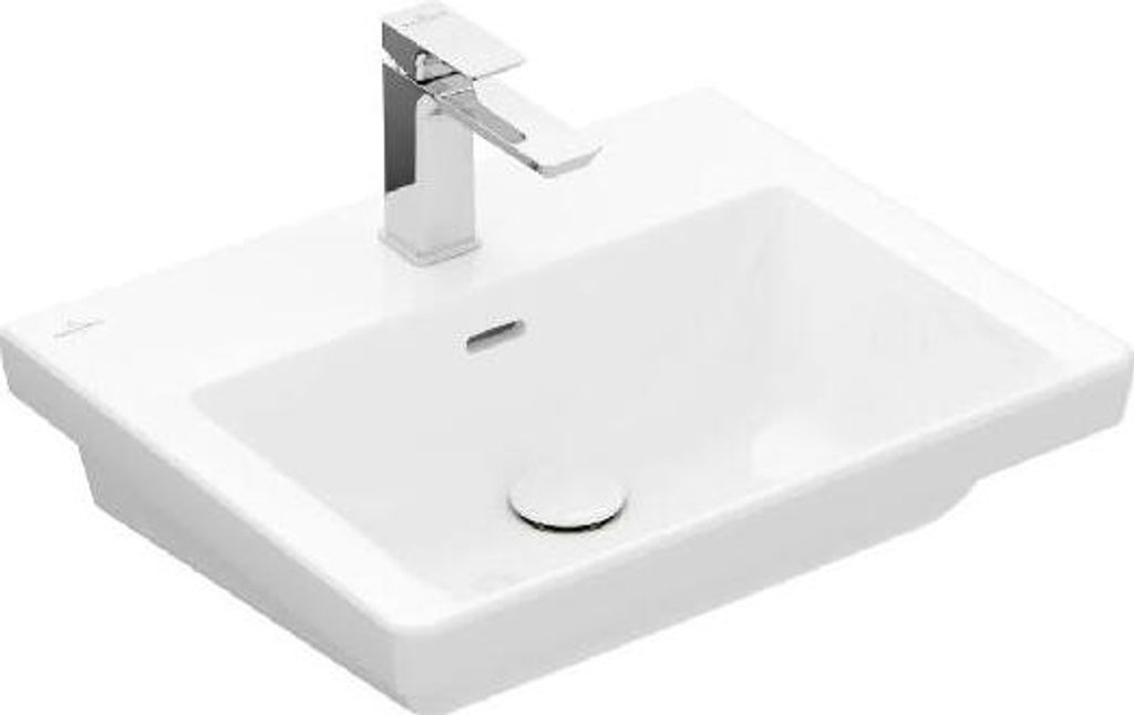 Villeroy & Boch Subway 3.0 Waschbecken, 1 Hahnloch, mit Überlauf, für 3-Loch Armatur geeignet, Unterseite geschliffen, 550x440mm, 4A70F4R1