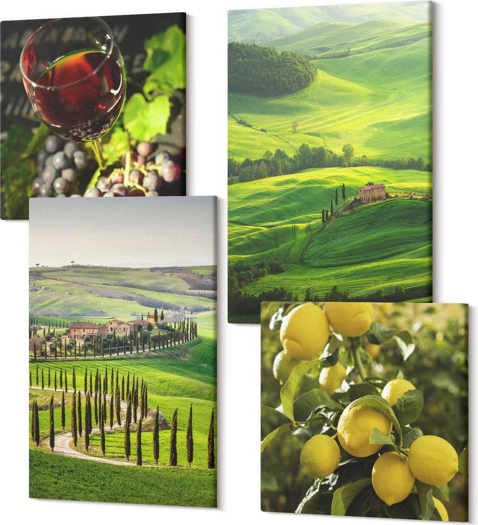 Wandbilder Leinwand 4-teilig – – Polycanvas Kunstdruck – Moderne Bilder für Wohnzimmer & Schlafzimmer – Aufhängefertig – 2x 40x40 cm + ...