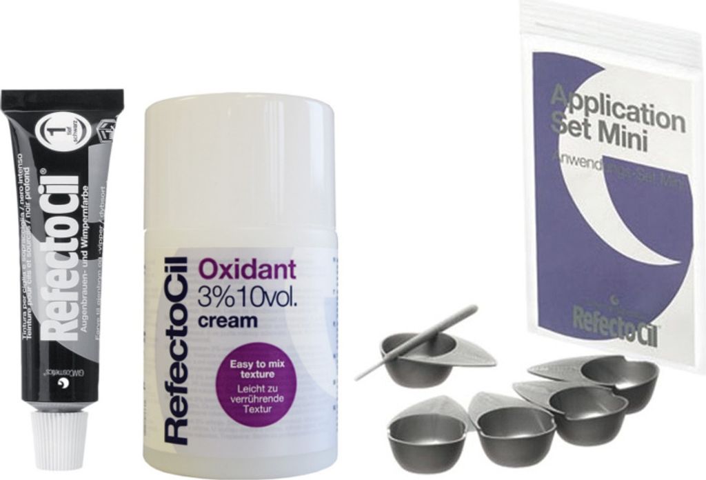 RefectoCil Henna 1 Black 15ml + RefectoCil Oxidant 3% Cream 100ml + Refectocil Application Set Mini