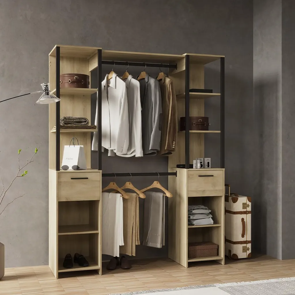 Armoire dressing modulable 2 colonnes et penderie ajustable GARY - 2