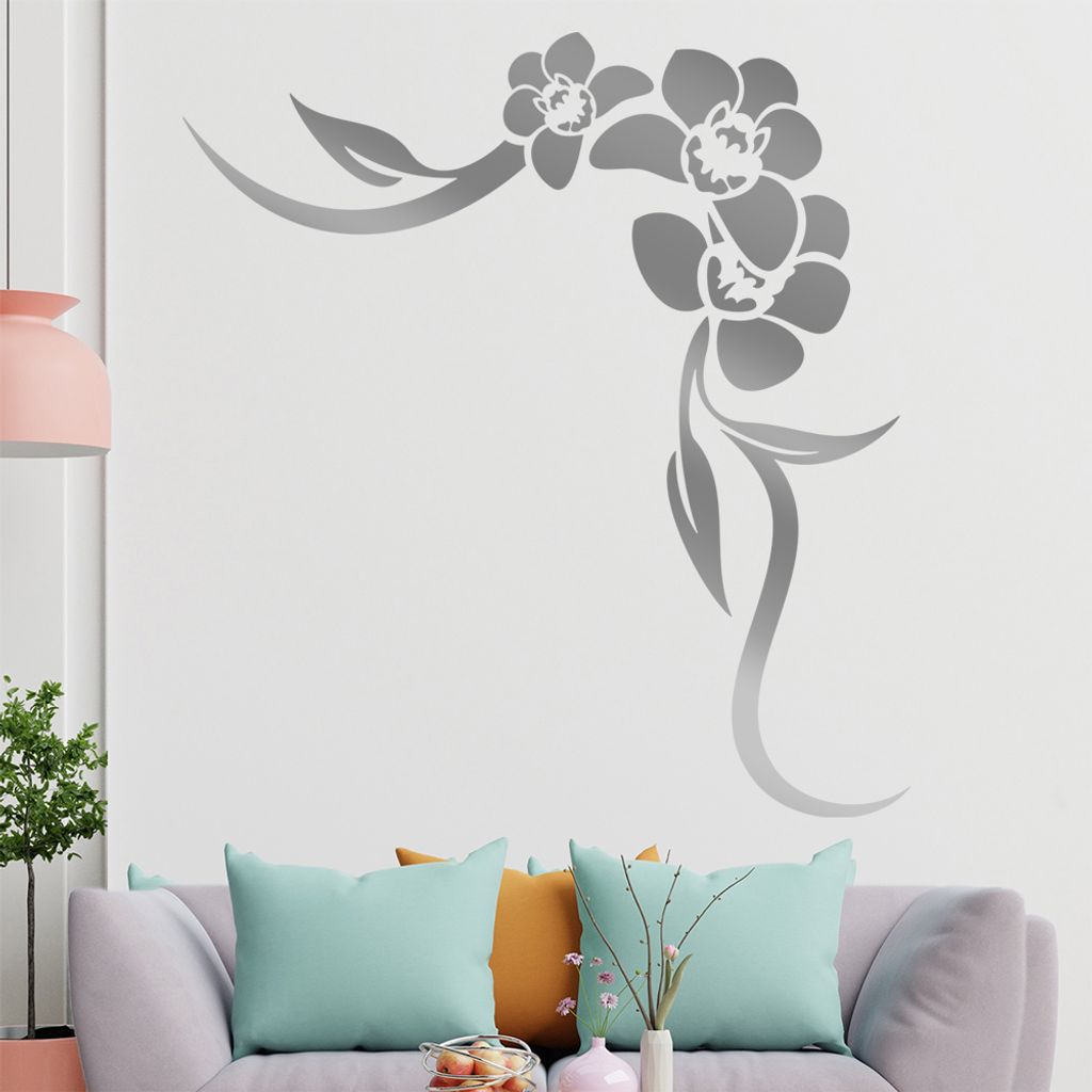 Orchidee - Linien Wandtattoo in 6 Größen - Wandaufkleber Wall Sticker - Dekoration, Küche, Wohnzimmer, Schlafzimmer, Badezimmer
