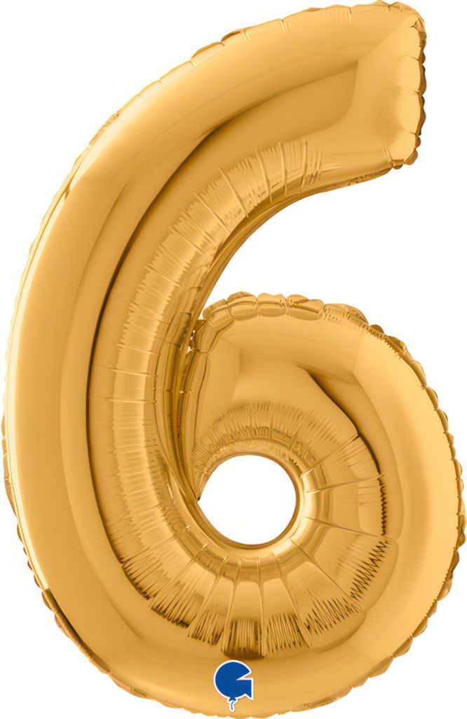 Riesenzahl Folienballon 26"/66cm | Gold Zahl: 6 Produktbild 