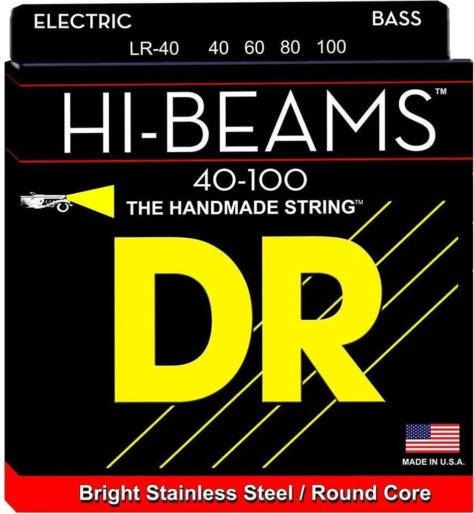 Jeu de cordes basse 4 cordes DR Strings LR-40 Hi-Beam Inox Light Gauge
