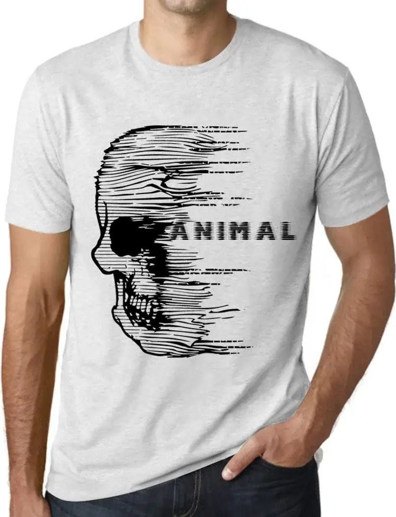 Herren Grafik T-Shirt Angst Schädel Tier – Anxiety Skull Animal – Öko-Verantwortlich Vintage Jahrgang Kurzarm Lustige Druck Geburtstag Gesche...