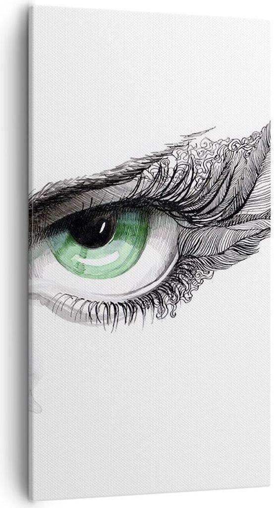 Bild auf Leinwand - Leinwandbild - Auge Feder Skizze Menschen - 55x100cm - Wand Bild - Wanddeko - Leinwanddruck - Bilder - Kunstdruck - Wanddekorat...