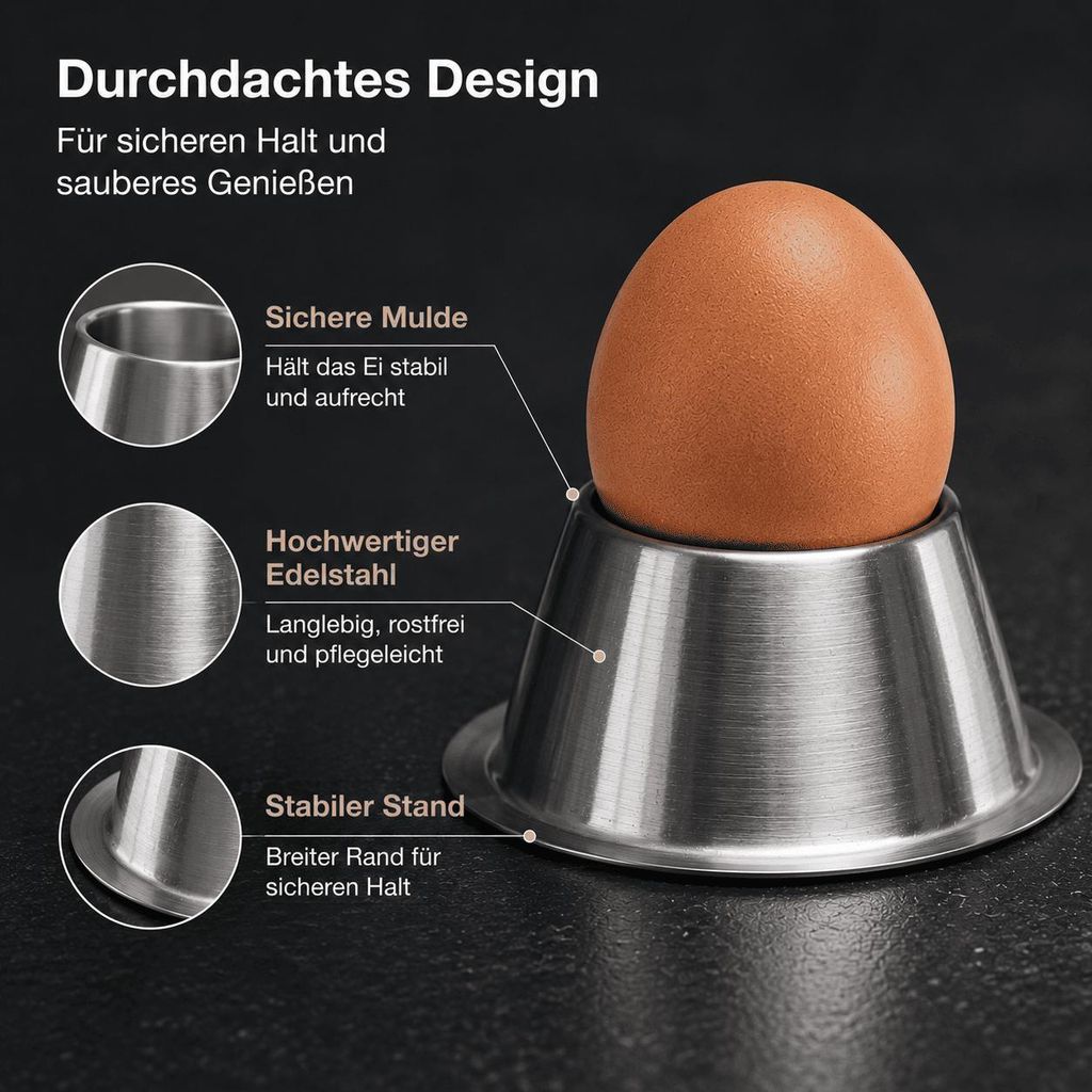 Eierbecher Edelstahl Eier Becher Metall Frühstück