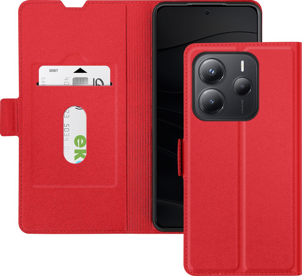 Avizar, Etui für Xiaomi Redmi Note 14 5G Portemonnaie Standfunktion, Rot