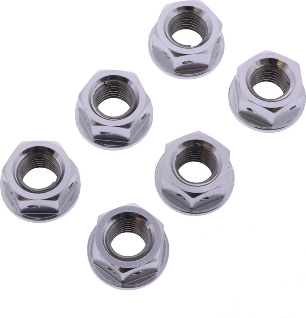 Jeu de 6 écrous à créneaux M10x1,25 mm Aluminium Racing Argent CNC