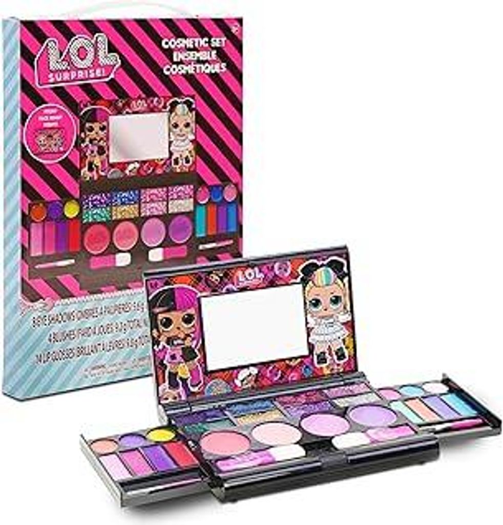 L.O.L Überraschung! All-in-One Kids Kosmetik Kompakt Set Waschbarer Lippenglänz Augen Wange Schimmer Pinsel Bunte Schönheit Set für Mädchen Ki...