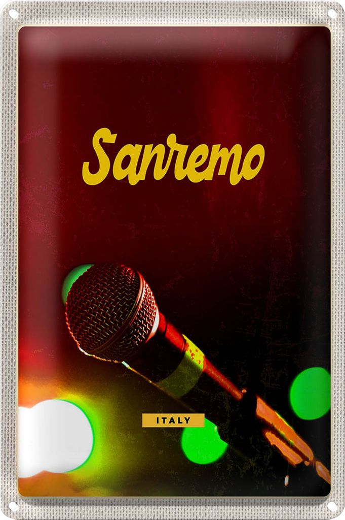 Blechschild Reise 40x30cm Sanremo Italien Musik Band Auftritt