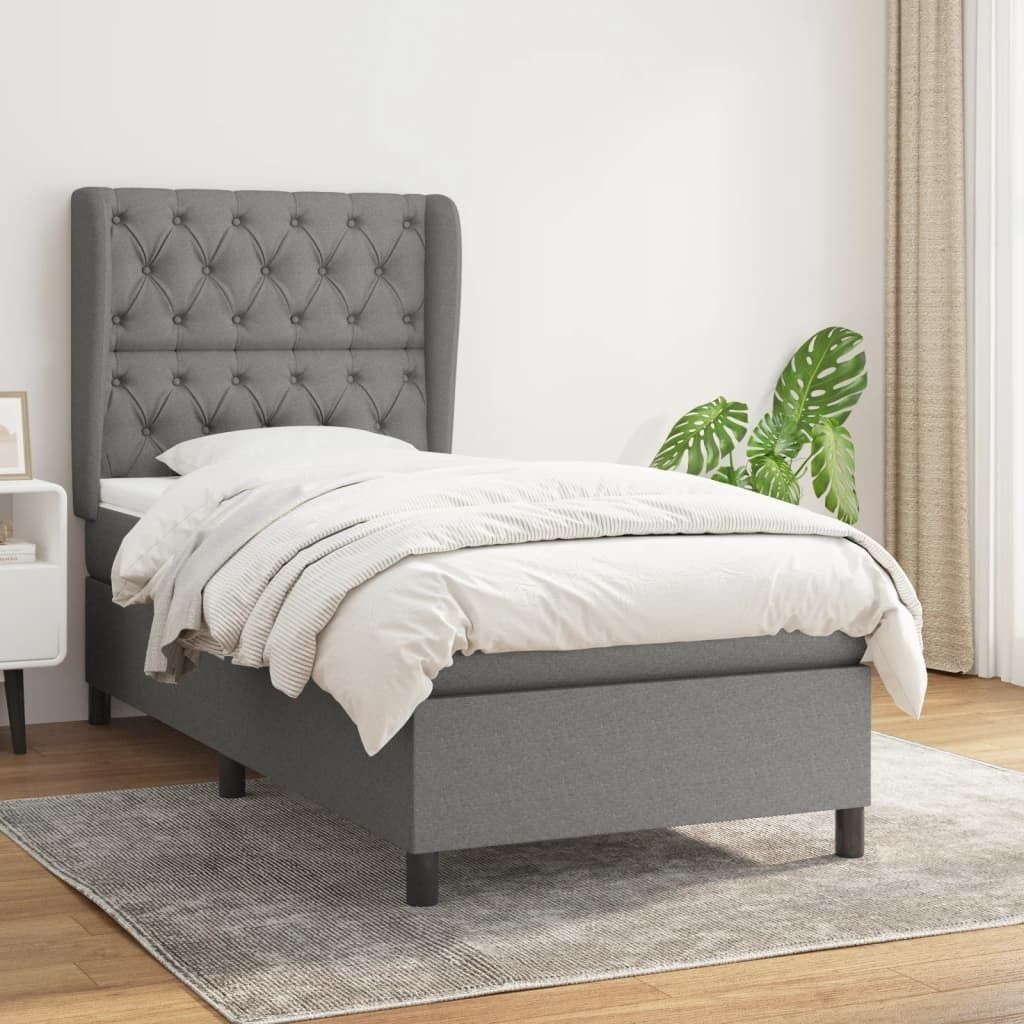 "2026 Promotion" Boxspringbett mit Matratze - Dunkelgrau - 80x200 cm - Stoff - Polsterbett CC6628